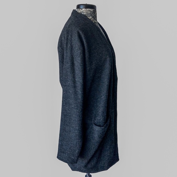 Just Female Long Open Front Wool Blend Cardigan Blazer Charcoal Gray - Picture 5 of 8